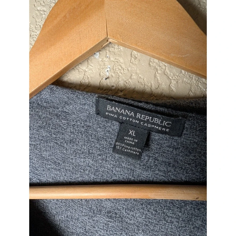 Banana Republic Sweater Mens XL Gray 1/4 Zip Pima Cotton Cashmere Pullover